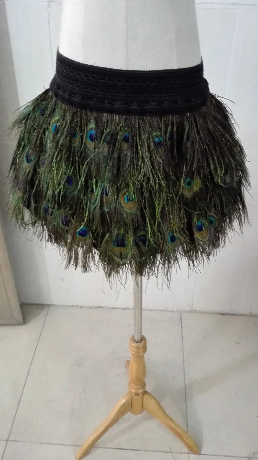 13.7"(35 см) пера павлина мини-юбка с широким эластичная резинка на талии# skt16013