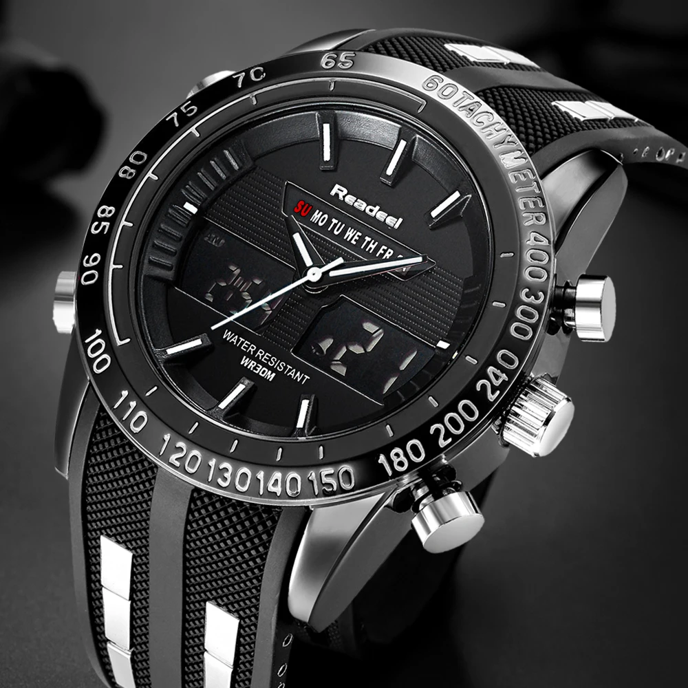 Top Luxury Brand Watches Men LED Digital Military Waterproof Watches Fashion Silicone LED Digital W