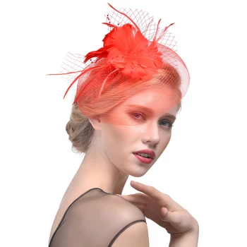 

Women Fascinator Cambric Cocktail Hat Hairband Veiling Headband Lady Wedding Party Headdress Hair Accessoies Vintage