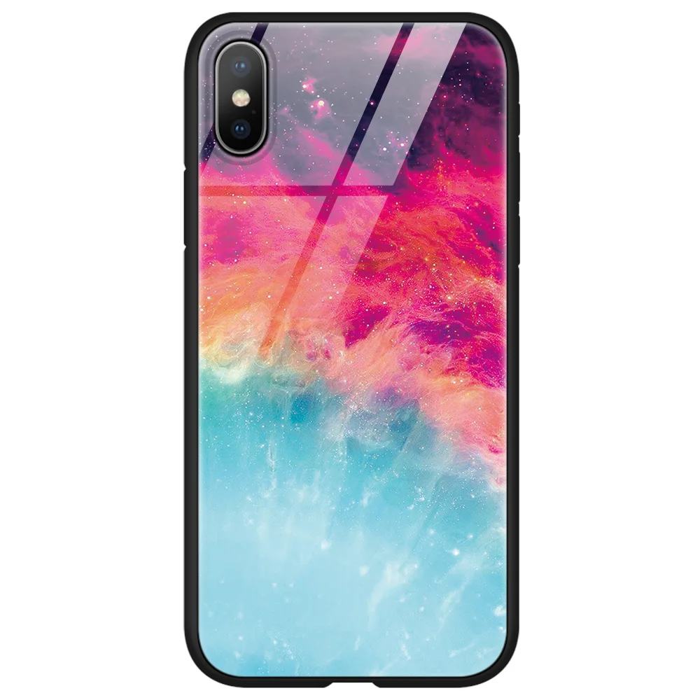 Роскошный чехол из закаленного стекла TPU для Fundas iPhone 11 Pro X XR XS Max 3D принт Космос Coque для iPhone 6 6S 7 8 Plus 10 чехол для телефона - Цвет: roselv