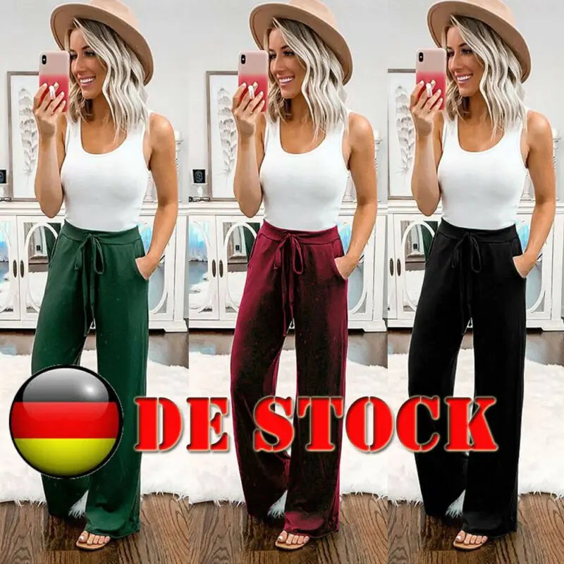 

New Fashion Women's Summer Pants Solid High Waist Elastic Casual Sports Trousers