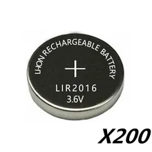 200 шт. литий-ионная перезаряжаемая часовая батарейка LIR2016 заряжать 500 раз вместо того, чтобы ключи CR2016 Батарея 3,6 V батареи