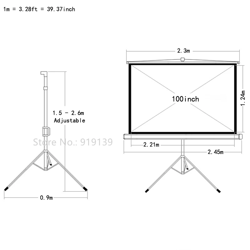 100inch 16x9 tripod screen pic 4