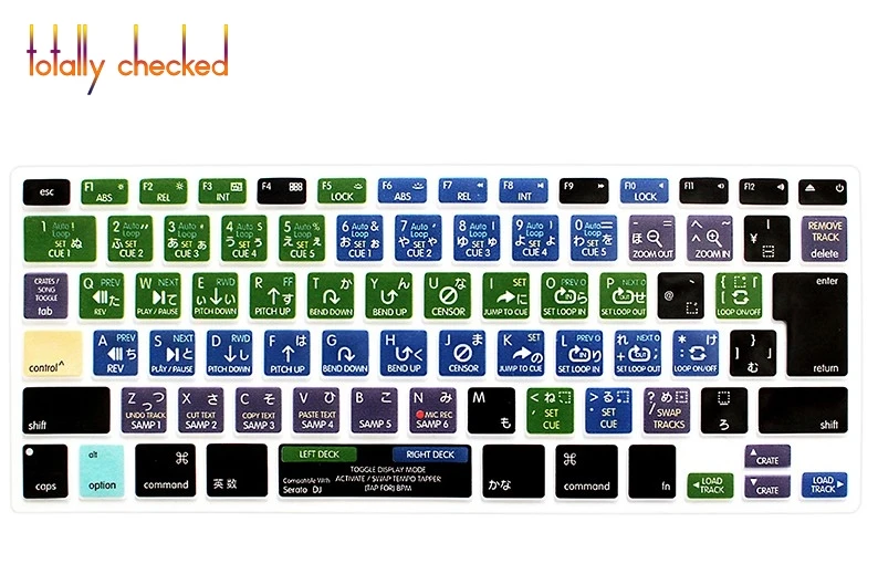 Serato DJ Functional Shortcuts Keyboard Cover Soft Silicone Skin Macbook Pro New