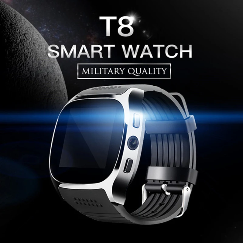 

T8 Bluetooth Smart Watch Men Women Support SIM TF Card Pedometer 0.3MP camera smartwatch Sports Wristwatch For Android ios Phone