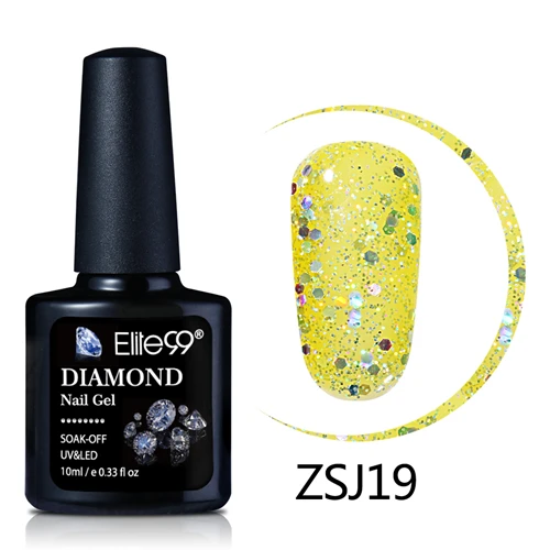 R-zsj19 Elite99 10 мл Diamond Цвет Гель-лак для ногтей, УФ-светодиодный Гель-лак Сияющие Блестки для ногтей гель для ногтей, длительного действия, основа, лаки для полировки - Цвет: R-zsj19