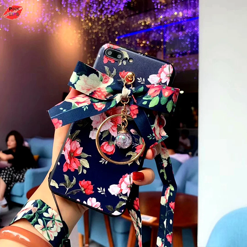 PINK LIPS Brand For iPhone XS Max XR 3D flower Case +Tempered Glass Screen film Cartoon Floral case for iPhone 6 6S 6 7 7plus 10 (1)