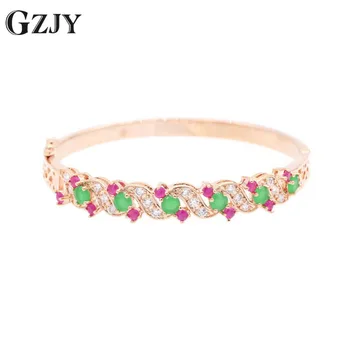 

GZJY Fashion Jewelry White Gold Color Bracelet Bangle For Women Water Drop Red Zircon Bracelets Girl Party Gifts Pulseiras
