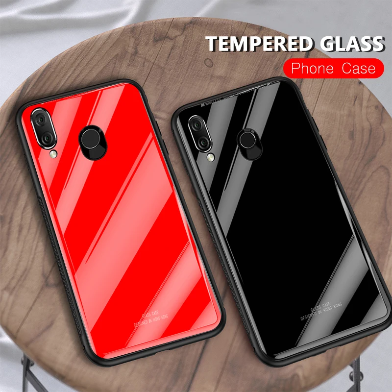 

Tempered Glass Phone Case For Huawei Honor 8X 10 9 8 Lite Y9 2019 P Smart Plus Nova 3i 3 Protective Cover TPU Bumper Armor