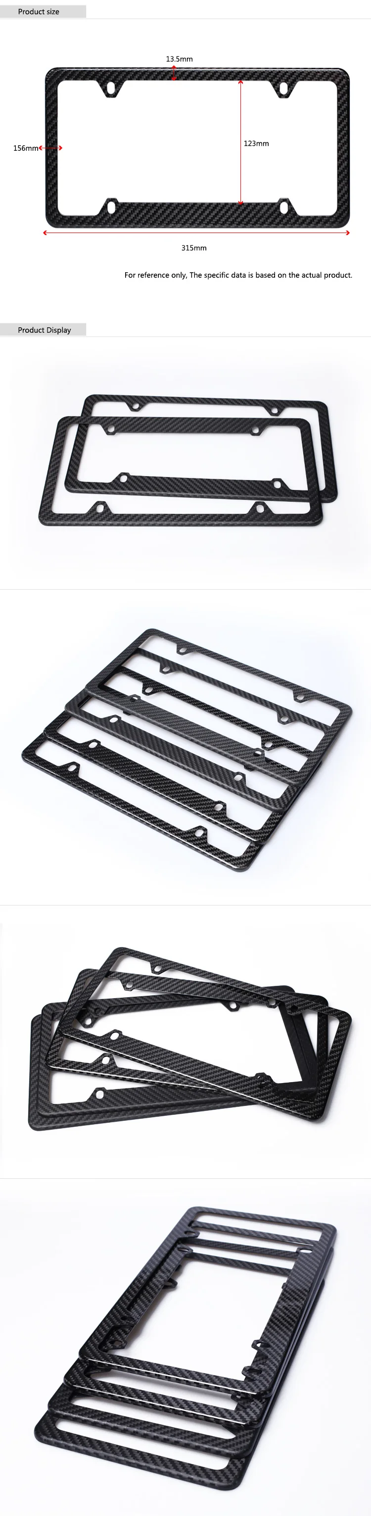 T-carbon USA License Plate Frame Tag Cover Protection Rack Carbon Fiber Frame
