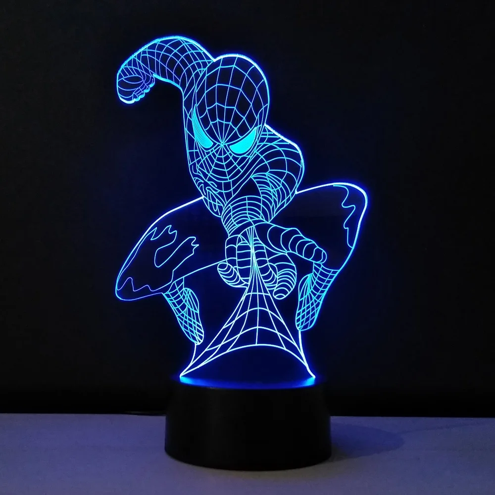 

Free shipping LED Acrylic plates Night Light Spiderman Decor Table Lamp New children Kids Gifts