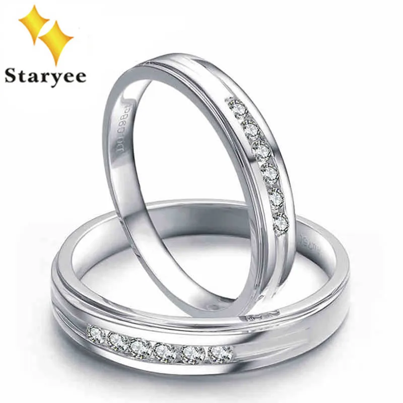 

Genuine 18K Solid White Gold His And Hers Wedding Brand Couple Rings Set Round Brilliant Cut 0.24ct Certified SI H Free Shipping