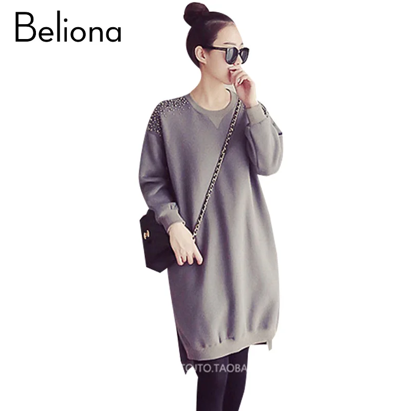 

2017 Autumn Winter Bead Maternity Dress Long Sleeve Maternity Clothes Fashion Pregnancy Clothing for Pregnant Women