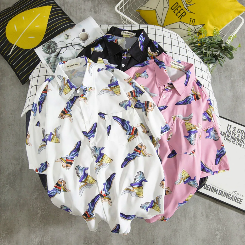 

2019 New Hot Mens Summer Fashion Shirts Casual Short Sleeve Beach Tops Loose Casual M-2XL Instyle Vetements de mode pour hommes