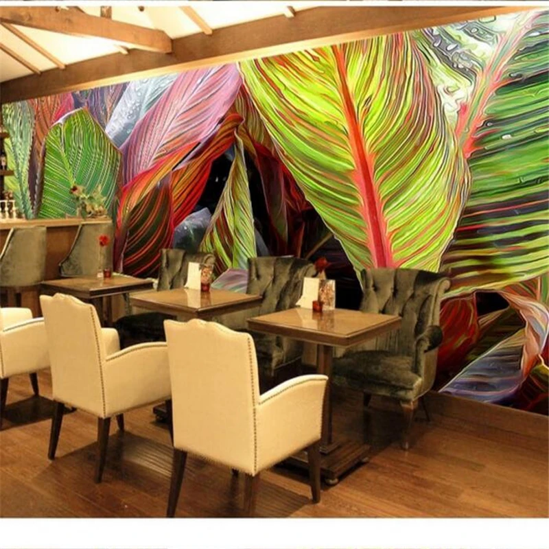 

beibehang Custom large - scale murals 3d three - dimensional wallpaper hand - painted tropical rain forest plant banana mural