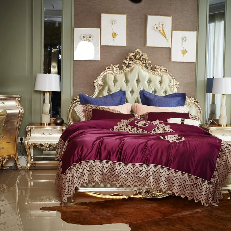 1000TC Satin Cotton Luxury Royal Purple Bedding Set Queen