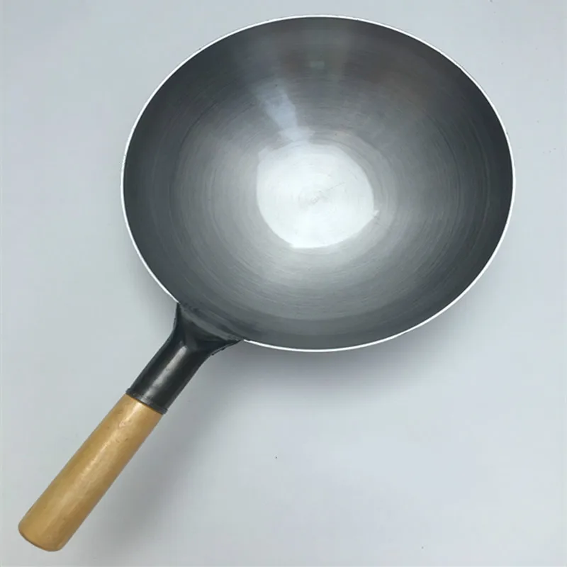 

Pure Iron Pan No Coating Non-stick Wok Hand Forging Iron Pan Chinese Style Old Fashioned Iron Pot Only Apply to Gas Cooker