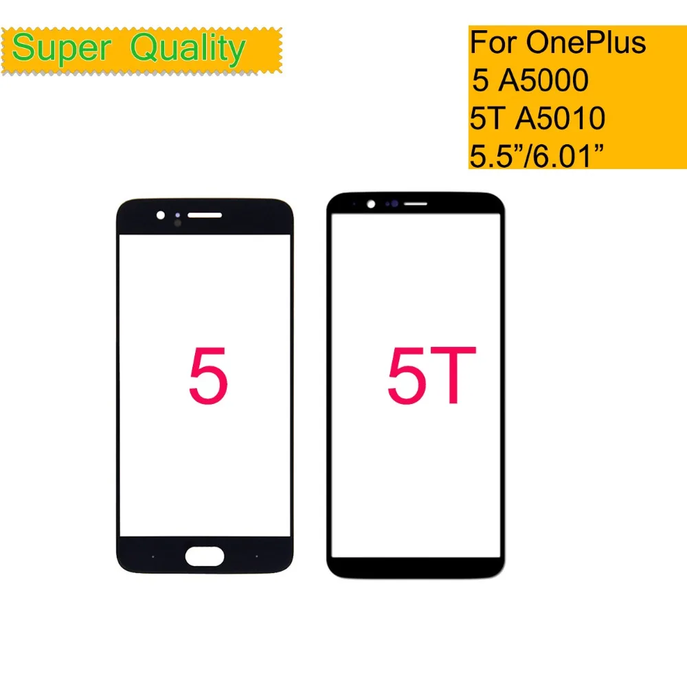 10 шт./лот для One Plus 5 A5000/5 T A5010 сенсорный экран Панель переднее внешнее стекло ЖК Объектив Замена для Oneplus пять стекло