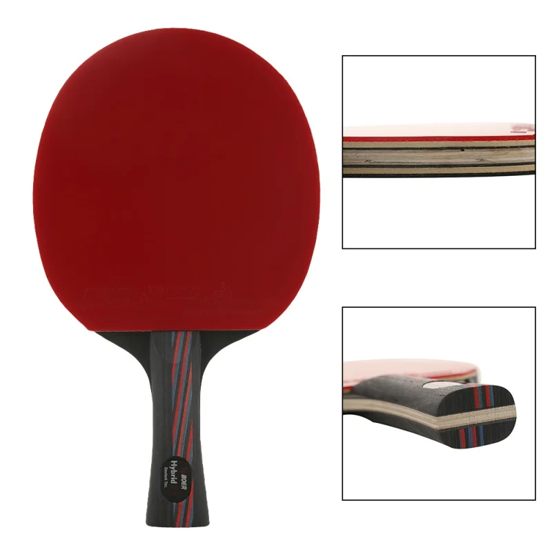 Углеродное волокно Настольный теннис ракетка лезвие резина с двойным лицом прыщи-в пинг-ракетки для понга с сумкой и 3 шариками