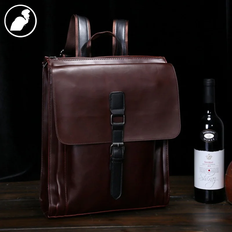 

ETONWEAG Brands Cow Leather Backpacks For Teenage Girls Brown Belt School Bags Preppy Style BagPack Travel Backpack Laptop Bag