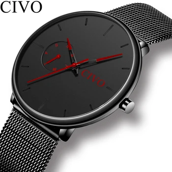 

CIVO Men Analog Sports Watches Men's Army Military Watch Male Waterproof Mesh Strap Simple Quartz Clock Relogio Masculino 2019