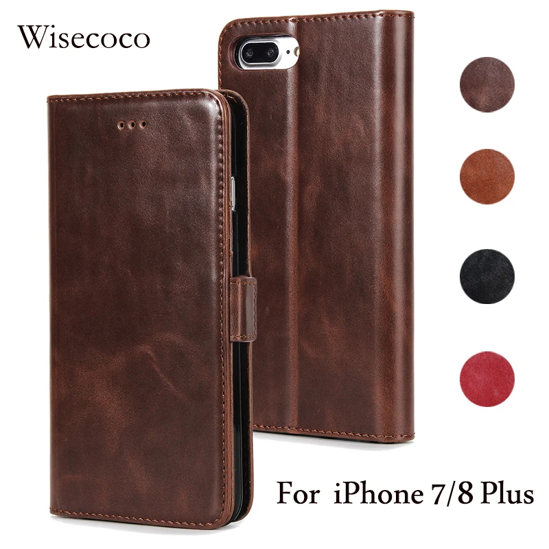 Filp Wallet Case for apple iPhone 8 7 Plus Luxury Leather card holder book men women Phone Cases ...