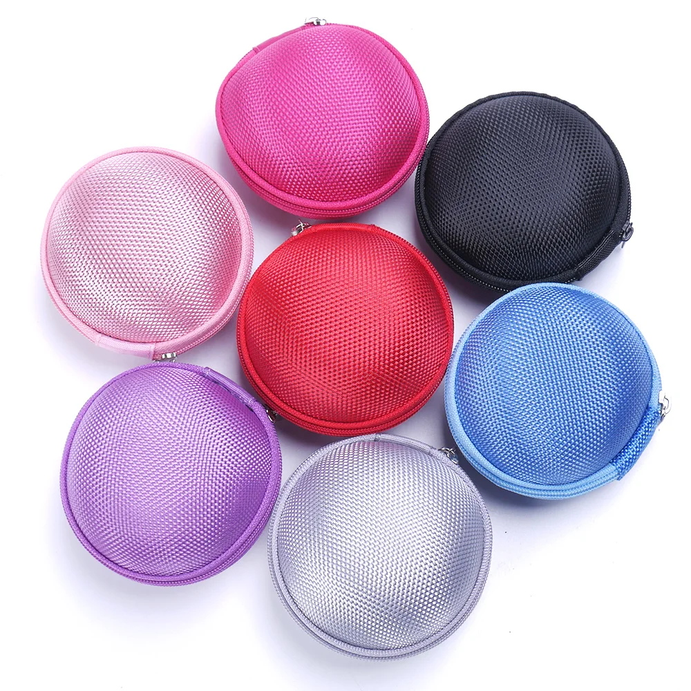 

Round Earphone Bags Holder Case Storage Carrying Hard Box Money Coin Purses Zipper Portable Hand Bag