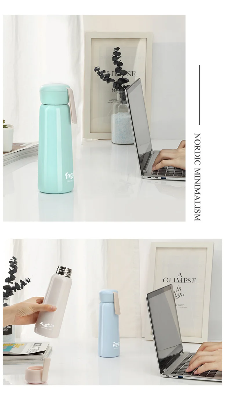 Креативная бутылка-термос в Корейском стиле 350 мл, вакуумная колба из нержавеющей стали, термоизолированная чашка, портативная Термокружка для воды, стакан