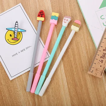 

40 PCs Creative Three-dimensional Silica Gel Head Ice Cream Neutral Pen Cute Cartoon Learning Stationery Office Signature Pen