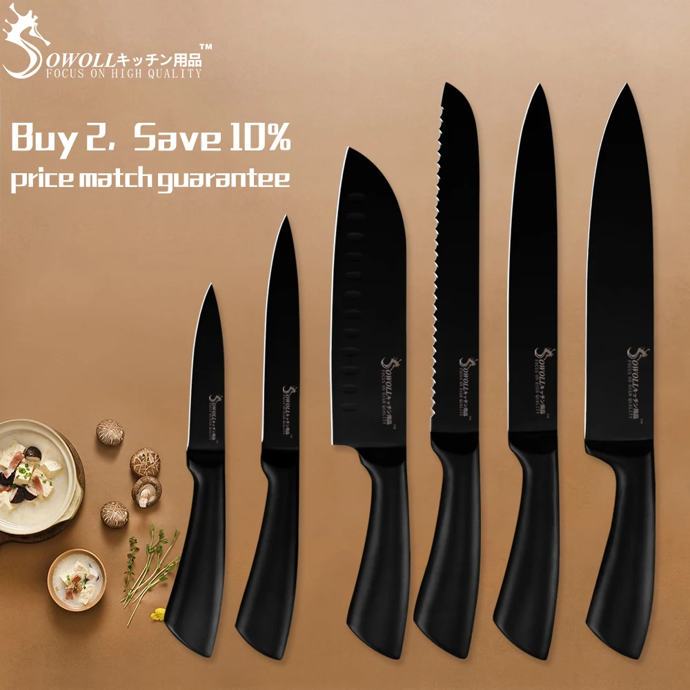 SOWOLL столовый набор для кухни из нержавеющей стали профессиональные ножи 6 шт. нож