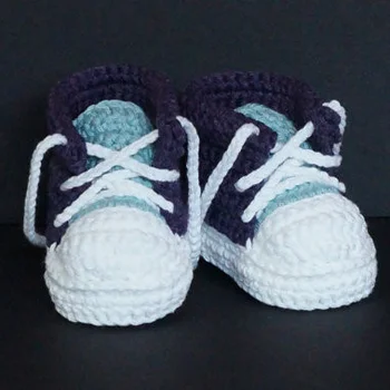 

QYFLYXUEHandmade Baby Girls Boys Crochet Sneaker Booties Infant Knitted Sport Shoes Soft Sole Indoor Casual Shoes Cotton