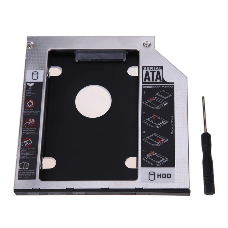 Универсальный Алюминий 2nd HDD Caddy SATA3.0 DVD адаптер Корпус для 2 5 'Ə мм чехол SSD