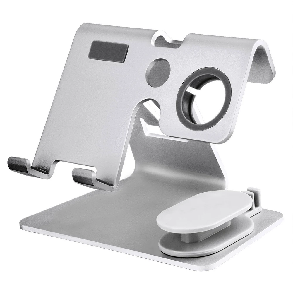 

2 In 1 Aluminum Alloy Charging Stand Station Tablet Mobile Phone Car Home Smart Watch Portable Desktop Office Holder Bracket