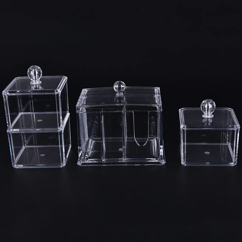 Portable Acrylic Cotton Swab Organizer Box Container Storage Case Make Up Cotton Pad Box For Home Hotel Office 1Pcs 4 Styles