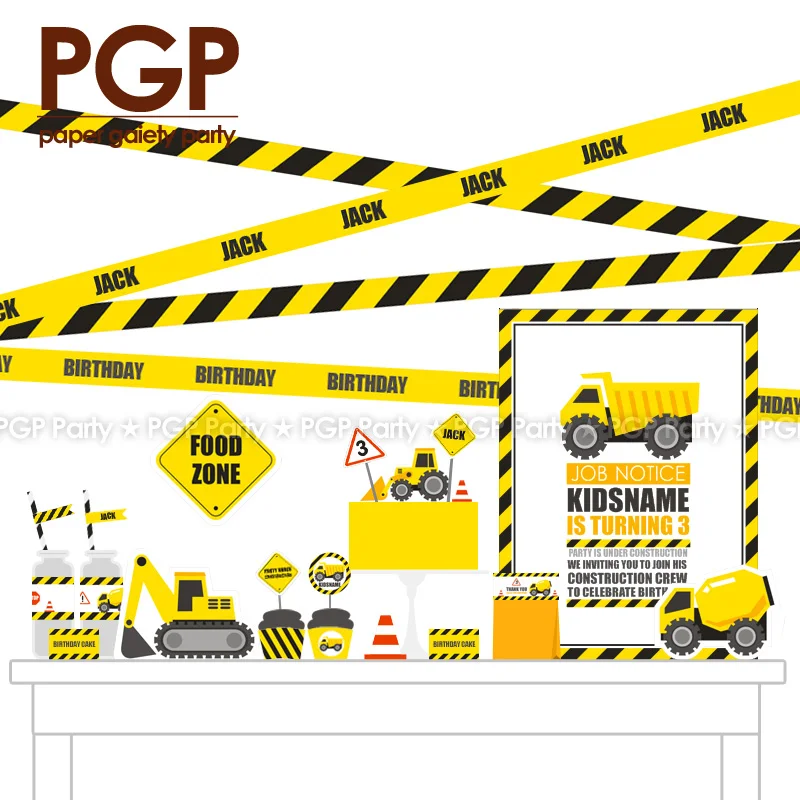 [PGP] Construction Party Kit for Kids Boys 1st 2nd 3rd 4th 5th Birthday Children's day Despicable Me Printable Digital File Set | Дом и