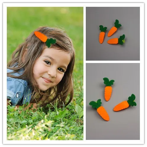 Креативный дизайн, ручная работа, Мультяшные шпильки в виде моркови, заколки для волос для девочек, головной убор для детей, детские аксессуары для волос