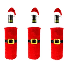 Новинка 2 шт./компл. Санта Клаус одежда шляпа Платье бутылки вина Обложка DIY Рождество год вечерние украшения обеденного стола