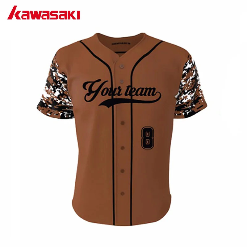 2017 New Kawasaki Brand Unisex Camo Baseball Top Jersey Men& Women