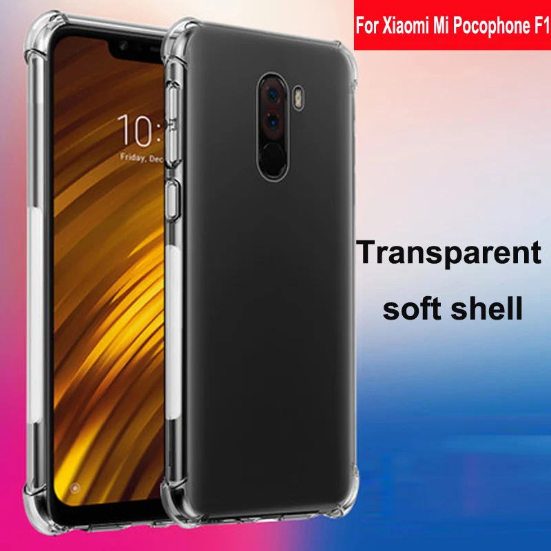 Чехол для Xiaomi Mi Pocophone F1 мягкий прозрачный чехол из ТПУ с подушкой безопасности