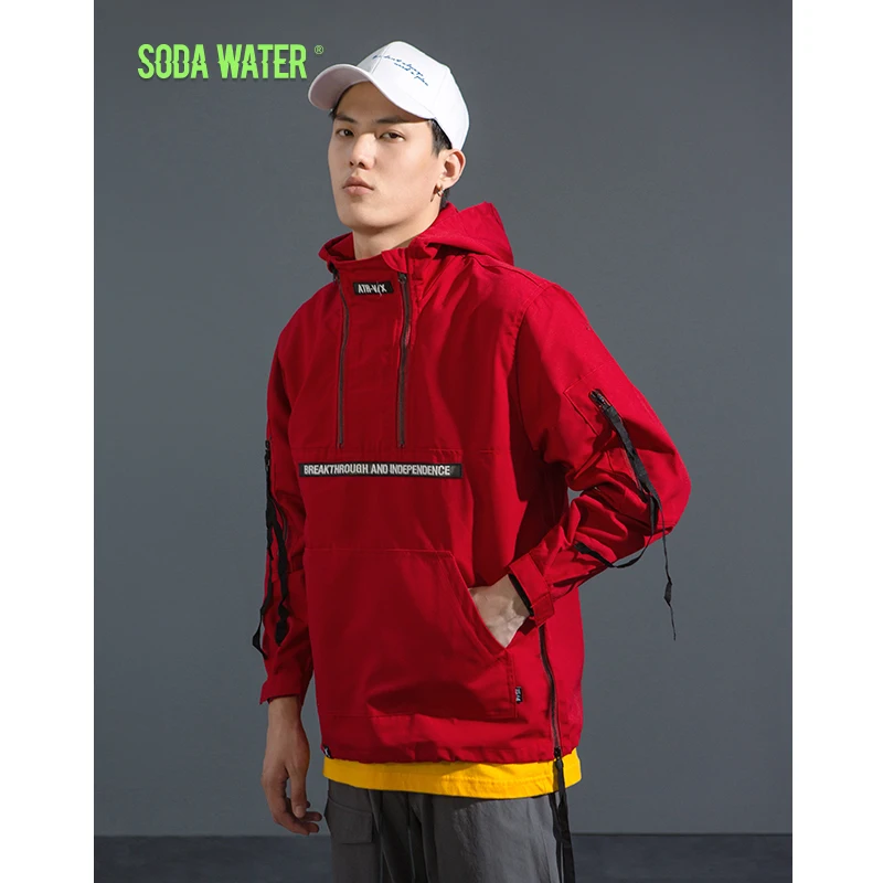 Download SODA WATER Double Half Zipper Pullover Jacket Men Hooded ...
