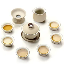 Грубая Керамика ручной росписью чайный набор кунг-фу Керамический Китайский 6 человек в ретро стиле, простая миска чайник комбинации