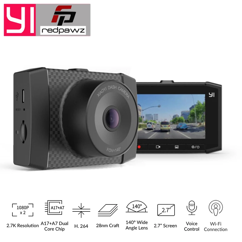 

YI Ultra DashCamera 140 degree 2.7K Resolution A17A7 Dual Core Chip Voice Control WiFi Action DashCam With 16G Card