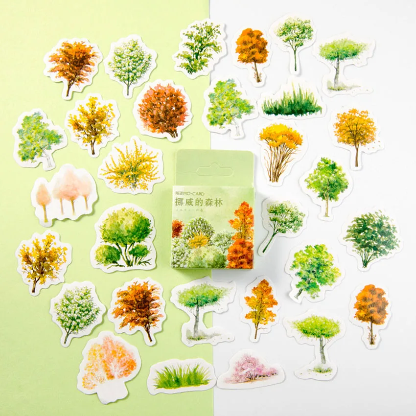 

46pcs/box Norwegian Forests Bullet Journal Mini Handmade paper sticker Diary Scrapbooking Decorative DIY Stickers Stationery