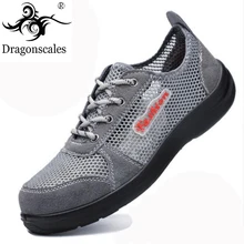 Новинка года; летние мужские повседневные сандалии для работы с защитой от проколов; легкая защитная обувь из сетчатого материала