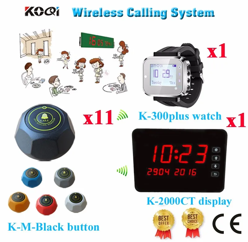 K-2000CT+K-300plus+K-M-black  1+1+11 Wireless Calling Table Bell System