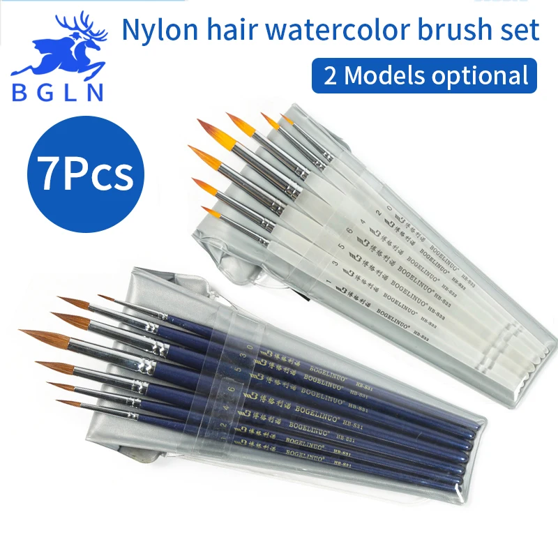 Koop Bgln 7 stks set Ge iuml;mporteerd Nylon Haar Kunstenaar Aquarel Penselen Set Voor Aquarel Gouache Schilderen Kunst Levert