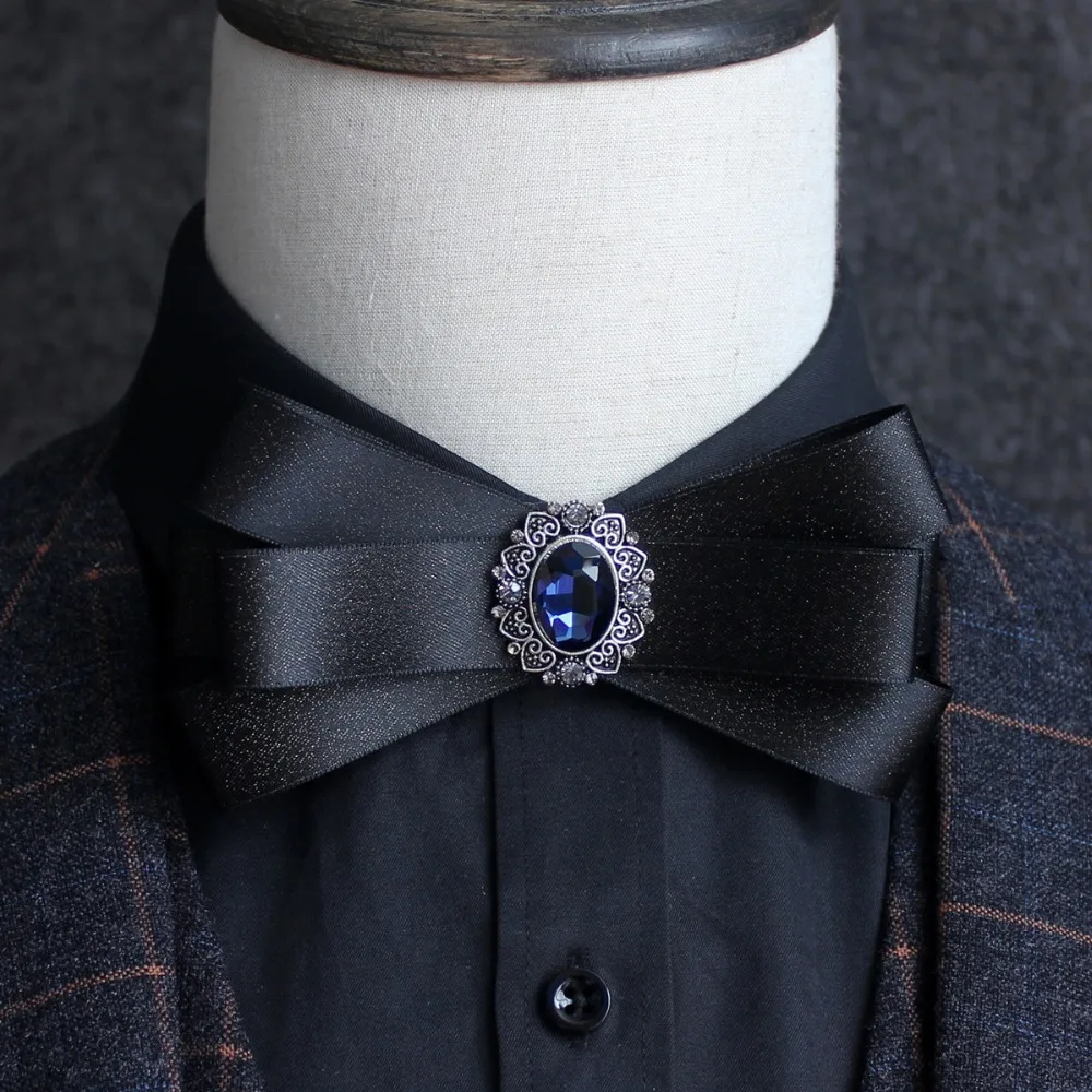 

Formal Men Women Wedding Collar Shirt Ribbon Bow Tie Cravat Chic Gentleman Necktie Rhinestone Crystal Bowtie Christmas Accessory