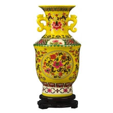 Цзиндэчжэнь Классическая покрытая эмалью ваза с двойными ушами фарфоровая Современная винтажная ваза керамическая с цветами Рождественское украшение