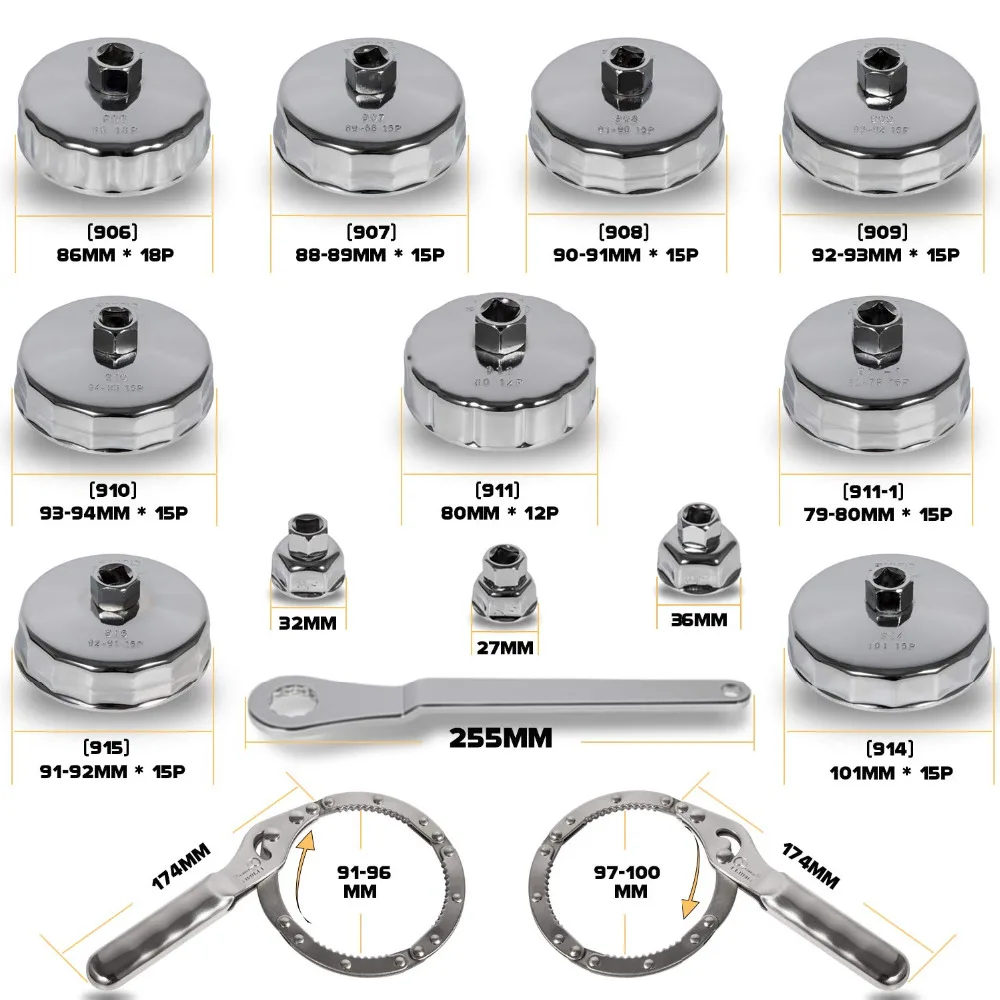 ChuangQ 31 шт. автомобильный гаечный ключ для масляного фильтра сокет Тип чашки колпачок удаление набор инструментов для BMW, Volvo, Honda, Audi, Ford, Toyota, Nissan и т. д