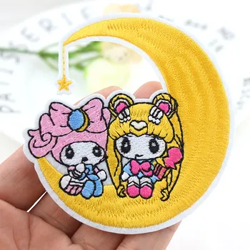 

Sailor moon X My melody Embroidered Iron on patches For clothing DIY Girls Stripes Badges Stickers Garment Appliques wholesale